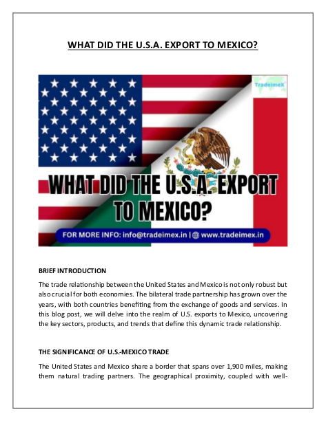 WHAT DID THE U.S.A. EXPORT TO MEXICO?